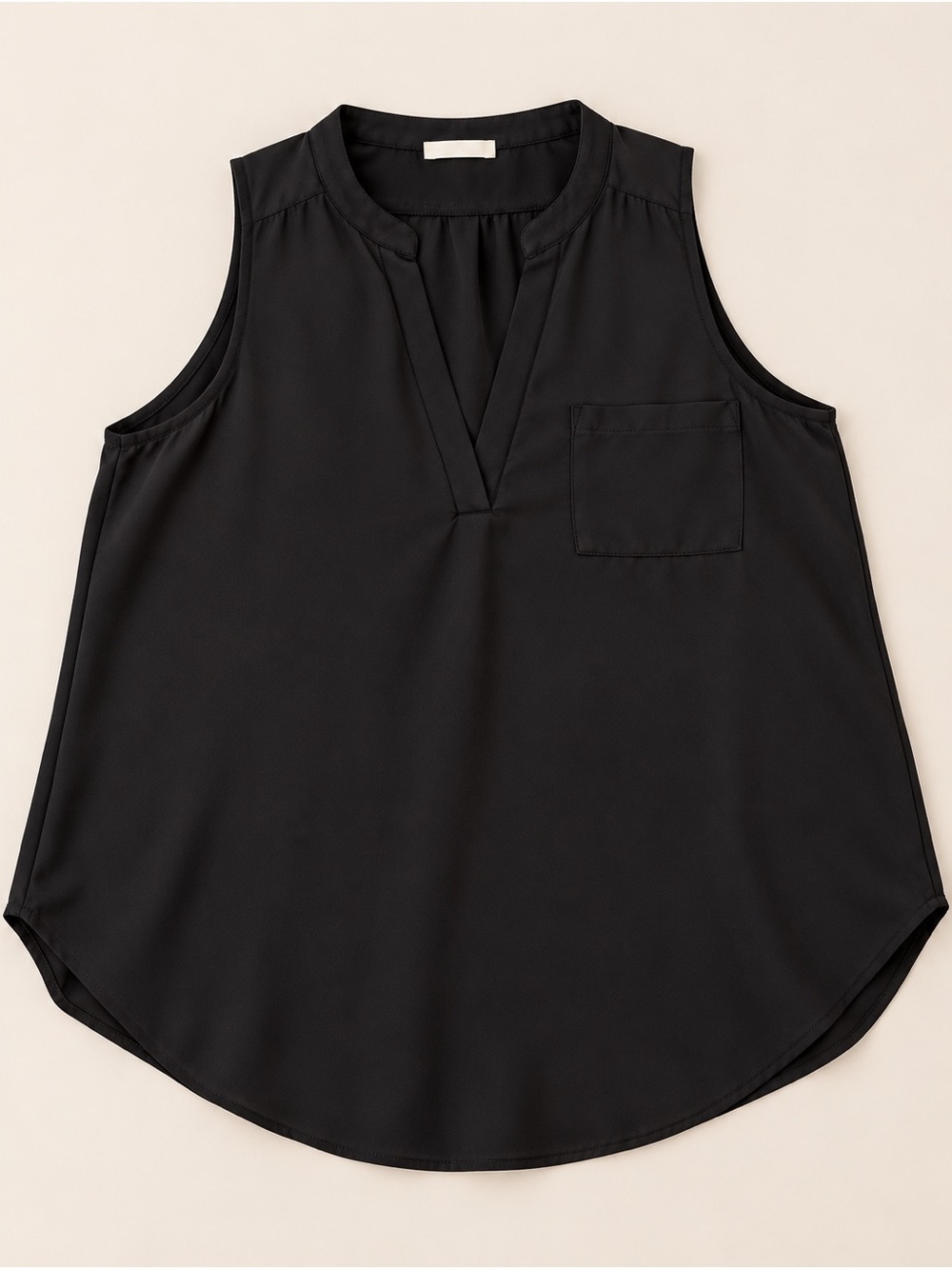 Sleeveless V-Neck Pocket Blouse - Black by Lush